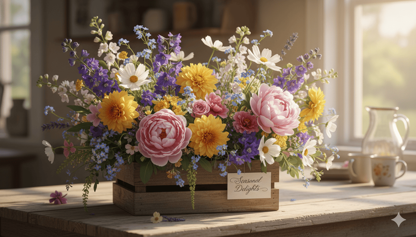 Mixed seasonal flower arrangement